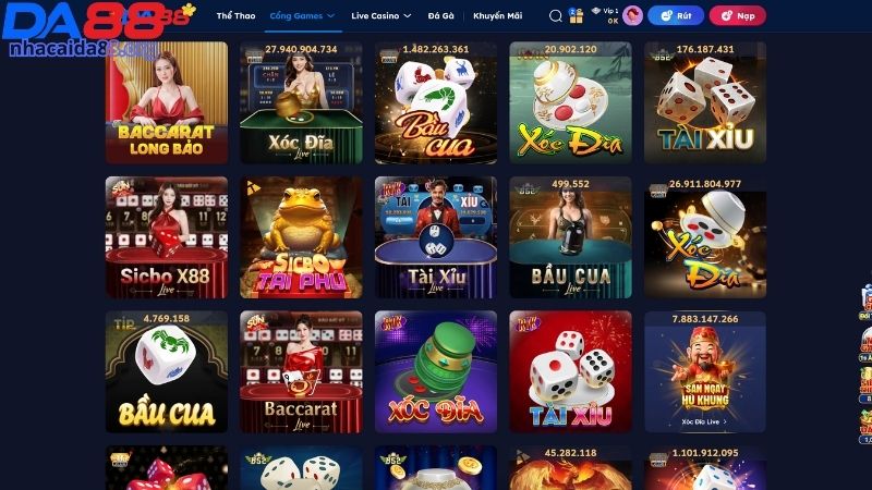 Các phiên bản Tài Xỉu DA88 đáng chơi nhất 2026