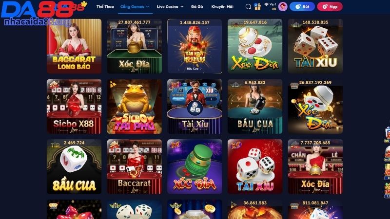 Các trò chơi Xóc đĩa tại DA88 