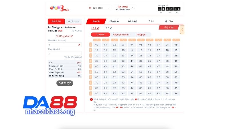 Các ưu điểm khi tham gia chơi lô đề tại DA88