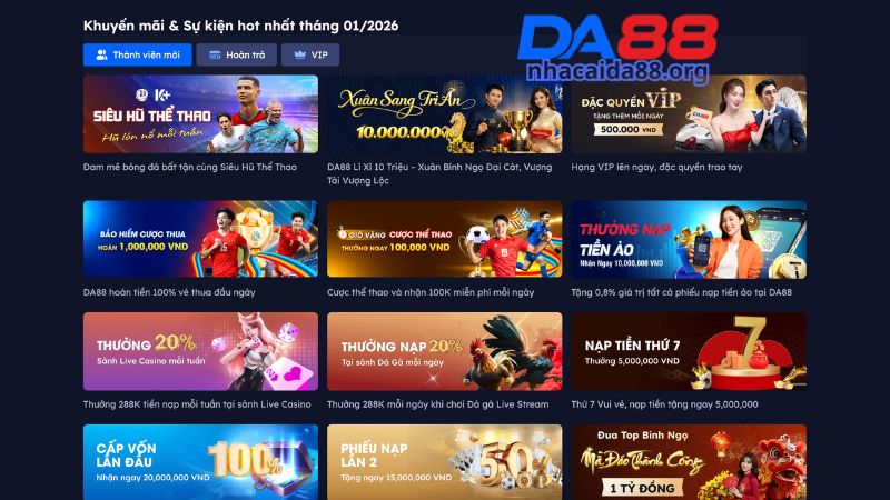Cập nhật những khuyến mãi Da88 mới nhất hiện nay