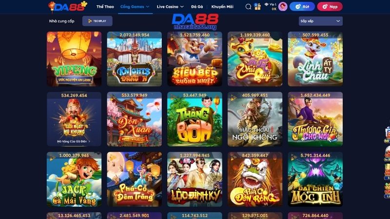 Danh sách game nổ hũ DA88 sinh lợi khủng 