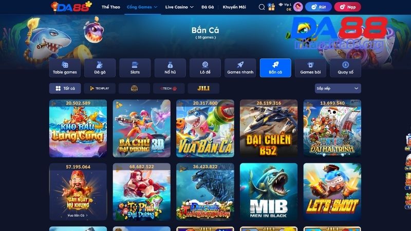 Trải nghiệm game Vua Săn Cá được chơi nhiều nhất tại DA88 hiện nay 