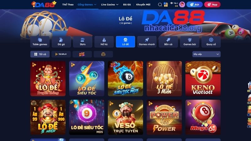 Các hình thức lô đề DA88 nổi bật nhất 2026