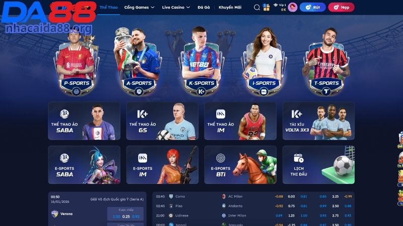 Những sảnh cược hấp dẫn không nên bỏ lỡ khi giải trí tại Da88