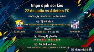 Nhận định soi kèo 22 de Julio vs Atletico FC 03h 30 ngày 10/06/2026 – Liga Pro Serie B