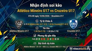 Nhận định soi kèo Atlético Mineiro U17 vs Cruzeiro U17 01h 00 ngày 10/06/2026 – Brasileiro U17