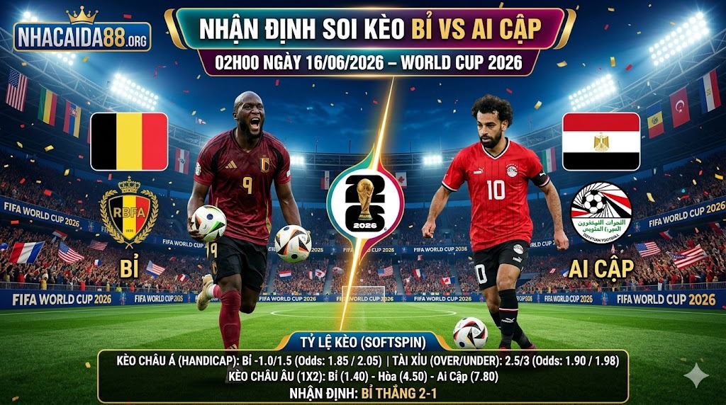 Nhận định soi kèo Bỉ vs Ai Cập 02h00 ngày 16/06/2026 – World Cup 2026