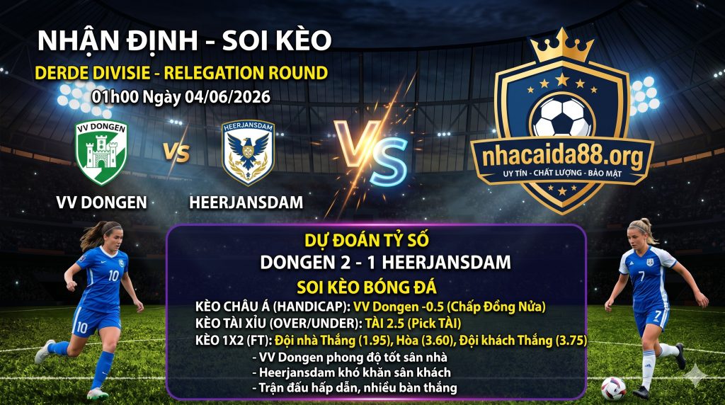 Nhận định soi kèo Dongen vs Heerjansdam 01h 00 ngày 04/06/2026 – Derde Divisie - Relegation Round