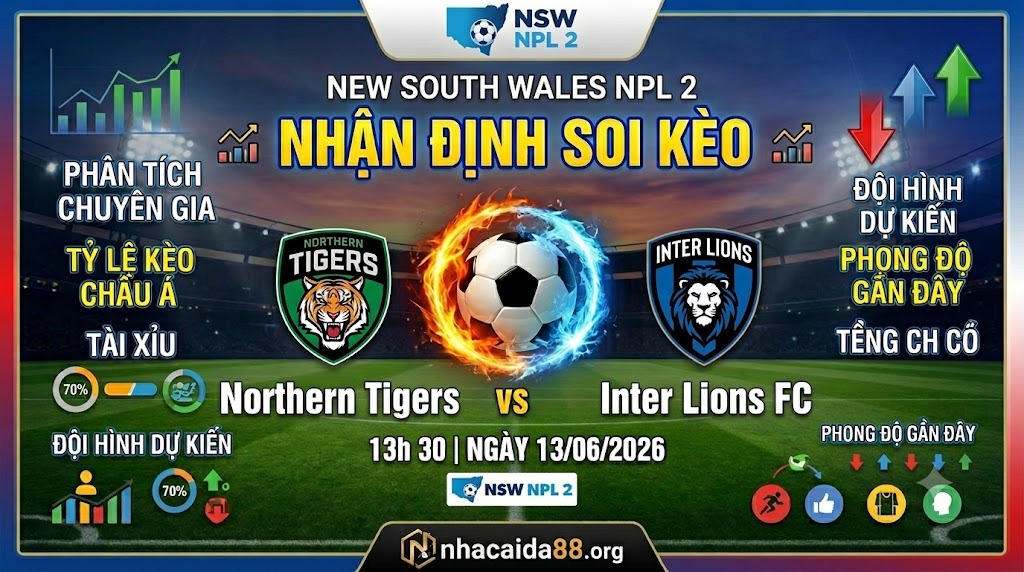 Nhận định soi kèo Northern Tigers vs Inter Lions 13h 30 ngày 13/06/2026 – New South Wales NPL 2