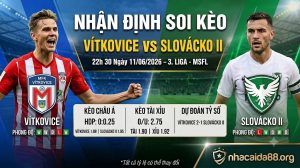 Nhận định soi kèo Vítkovice vs Slovácko II 22h 30 ngày 11/06/2026 – 3. liga - MSFL