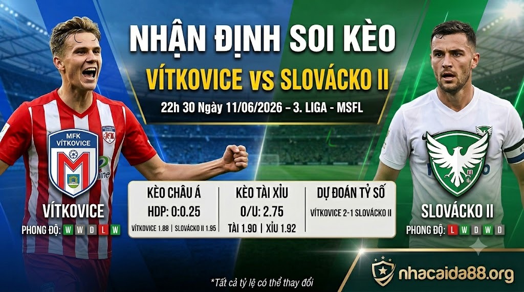 Nhận định soi kèo Vítkovice vs Slovácko II 22h 30 ngày 11/06/2026 – 3. liga - MSFL