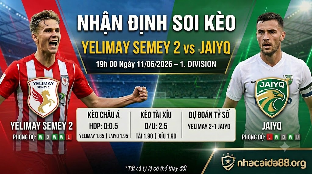 Nhận định soi kèo Yelimay Semey 2 vs Jaiyq 19h 00 ngày 11/06/2026 – 1. Division