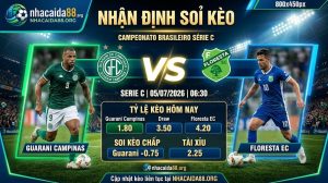 Nhận định soi kèo Guarani Campinas vs Floresta 06h 30 ngày 05/07/2026 – Serie C